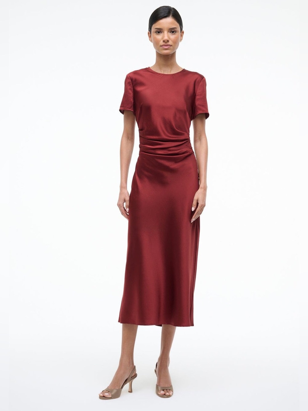 Staud Marcel Silk Dress in Sangria 4 - Picture 3 of 11